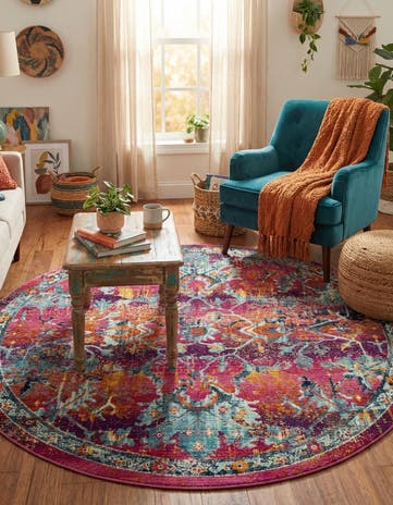 Fuchsia Budapest Round Rug