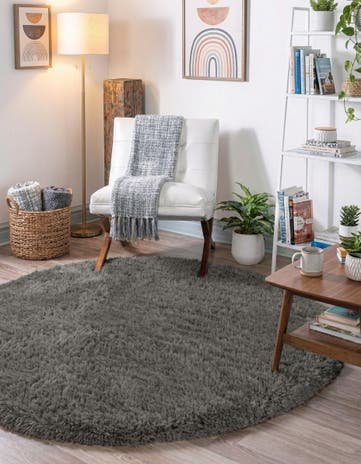 Smoke Infinity Shag Round Rug