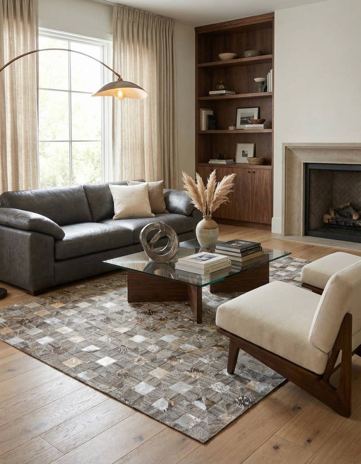 Detail image of  5' 2 x 7' 11 Cowhide - Patchwork Rug