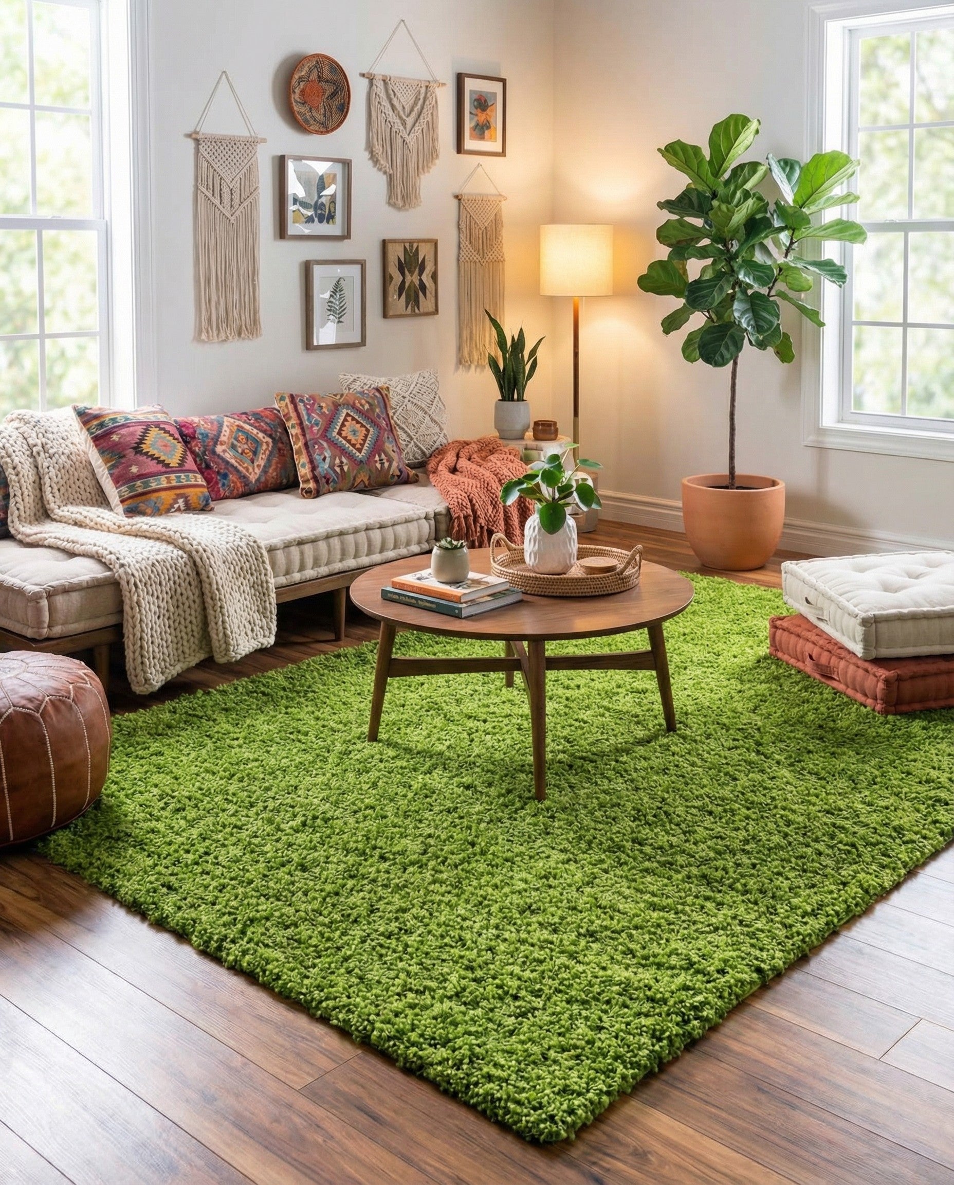  9' x 12' Solid Shag Rug