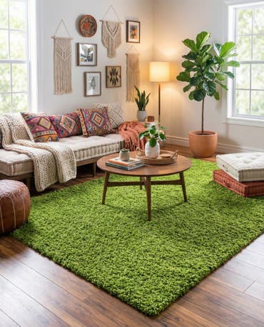  9' x 12' Solid Shag Rug