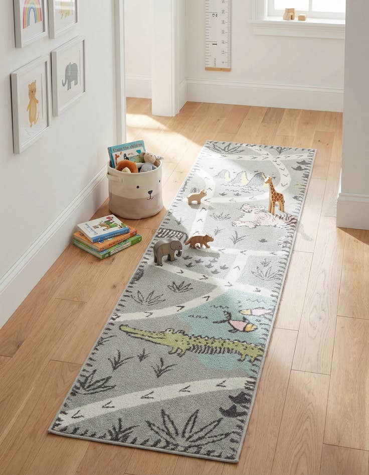 Detail image of 2' x 8' Animals Whimsy Kids Runner Rug