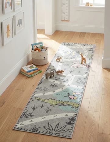 2' x 8' Animals Whimsy Kids Runner Rug