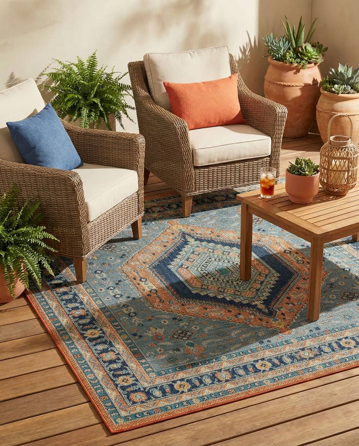 Detail image of 7' 10 x 7' 10 Easy-Clean Baja Indoor / Outdoor Square Rug