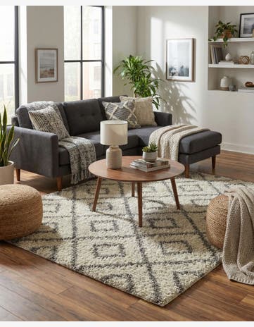 5' 3 x 5' 3 Lattice Shag Square Rug