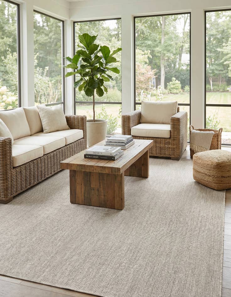 Detail image of 9' x 12'  Washable Solid Indoor / Outdoor Rug