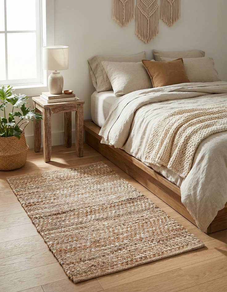 Detail image of 2' x 3' 1  Hand Woven Leather Metallic Jute Rug