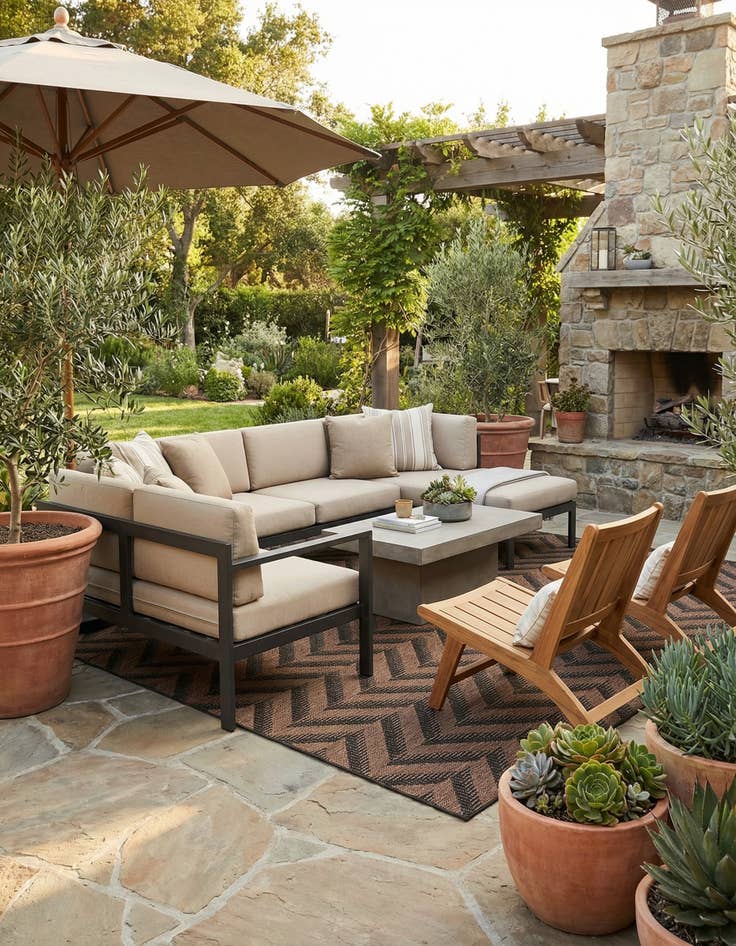 Detail image of 8' x 11' 4  Washable Modern Indoor / Outdoor Rug