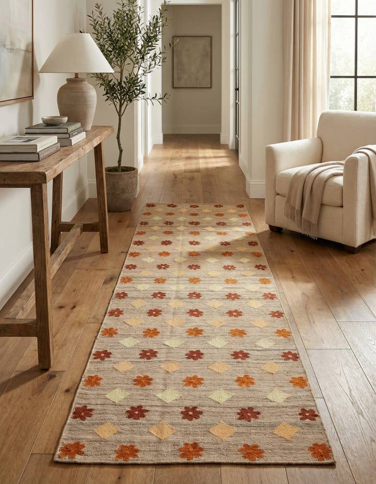 Detail image of 3' x 10' 4  Hand Woven Kilim Modern Wool Runner Rug