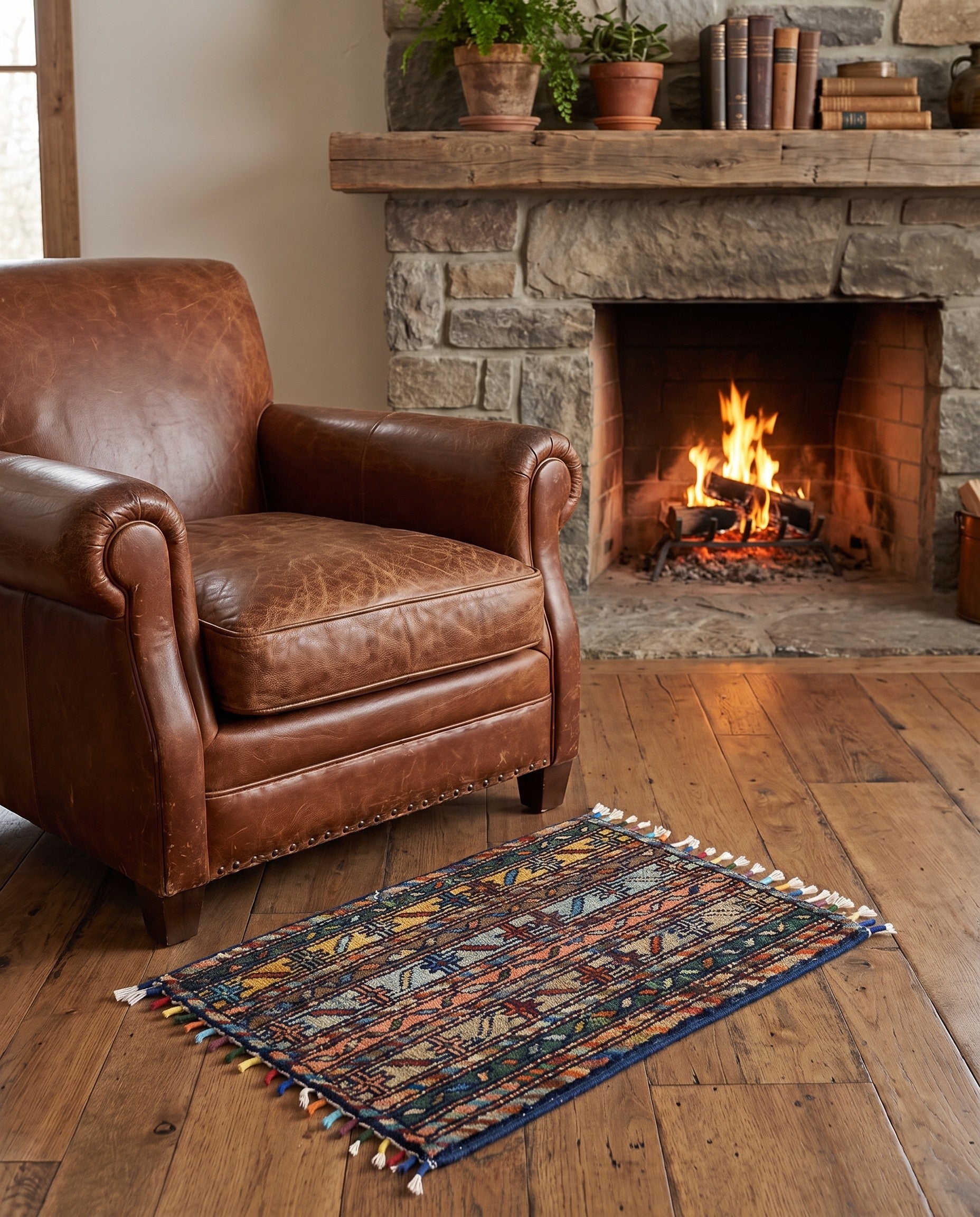 1' 4 x 2' Hand Knotted Ziegler Rug