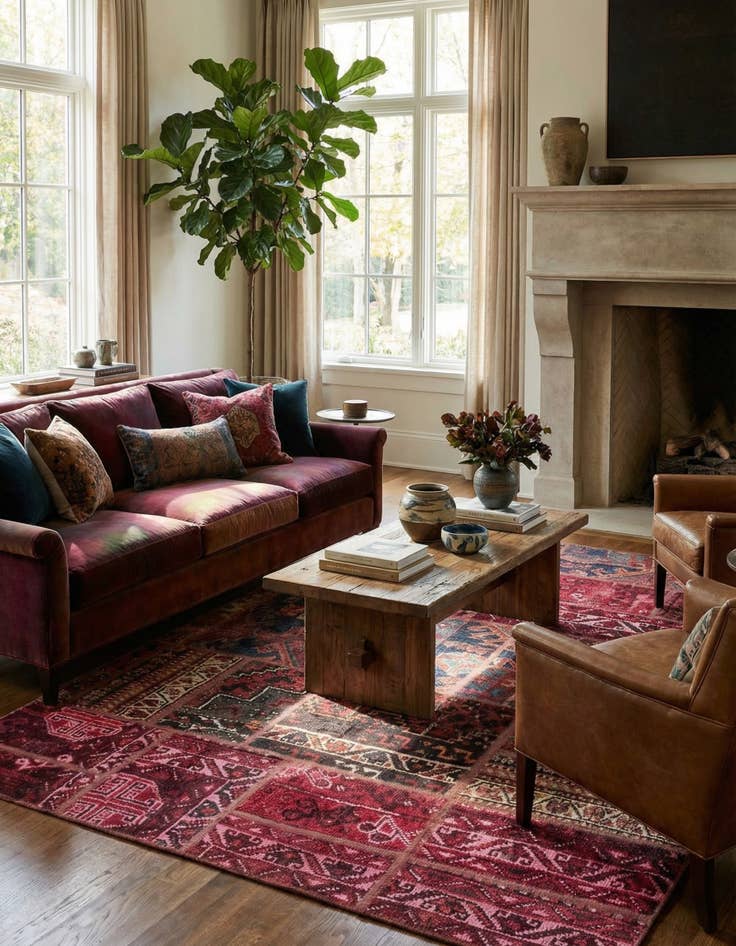 Detail image of  5' 3 x 7'  Hand Knotted Ultra Vintage Persian Wool Rug