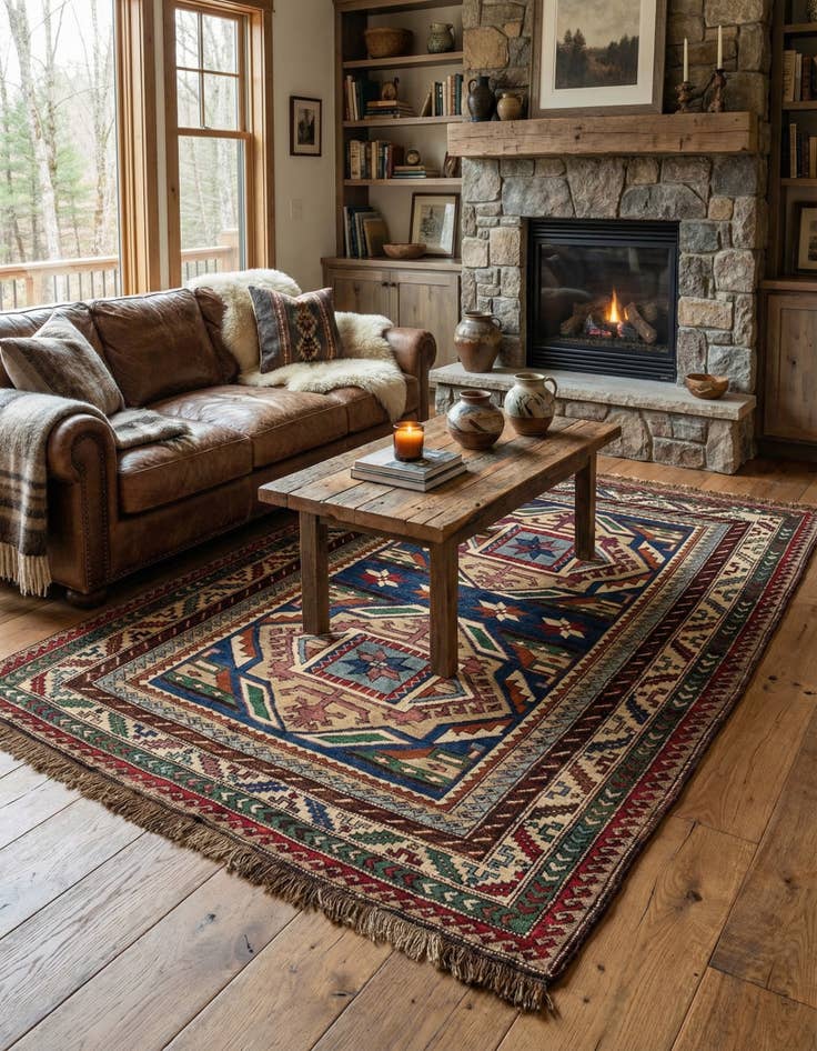 Detail image of  4' 4 x 5' 9  Hand Knotted Kars Wool Rug