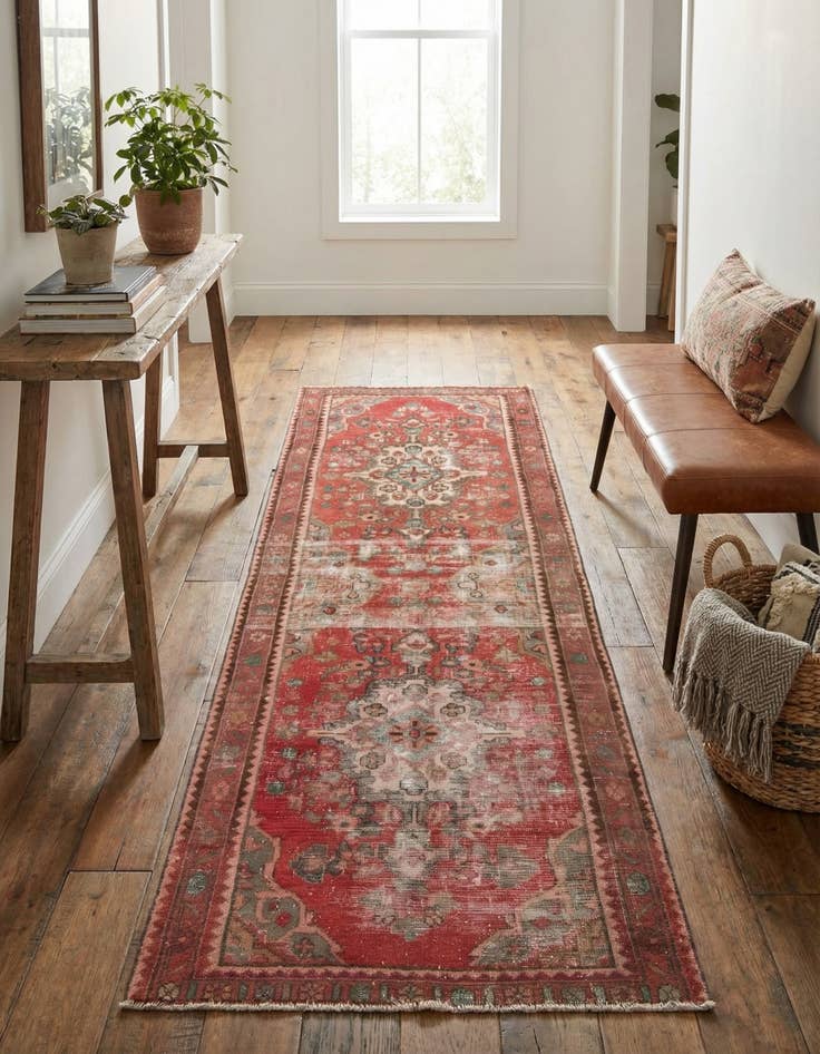 Detail image of 3' 4 x 9' 7  Hand Knotted Ultra Vintage Persian Wool Runner Rug