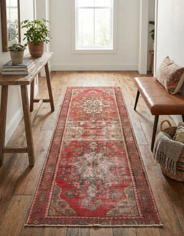 3' 4 x 9' 7 Hand Knotted Ultra Vintage Persian Wool Runner Rug