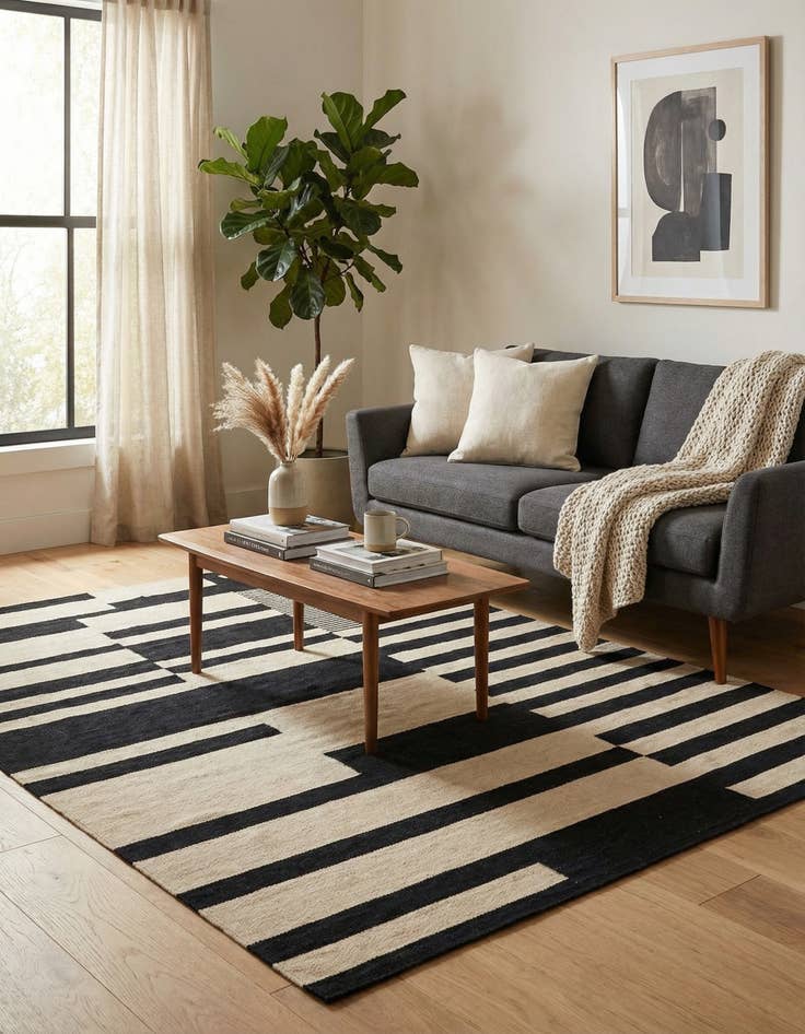 Detail image of 5' 9 x 7' 9  Hand Woven Kilim Modern Wool Rug