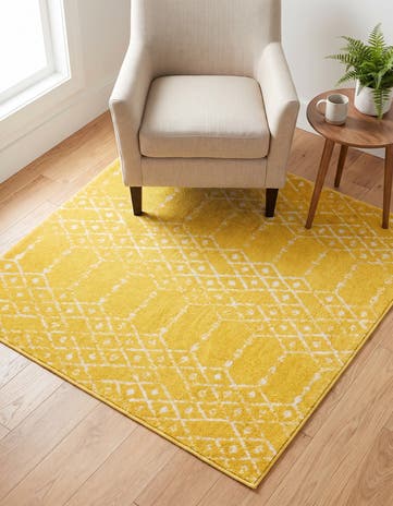 Yellow Paxon Trellis Square Rug
