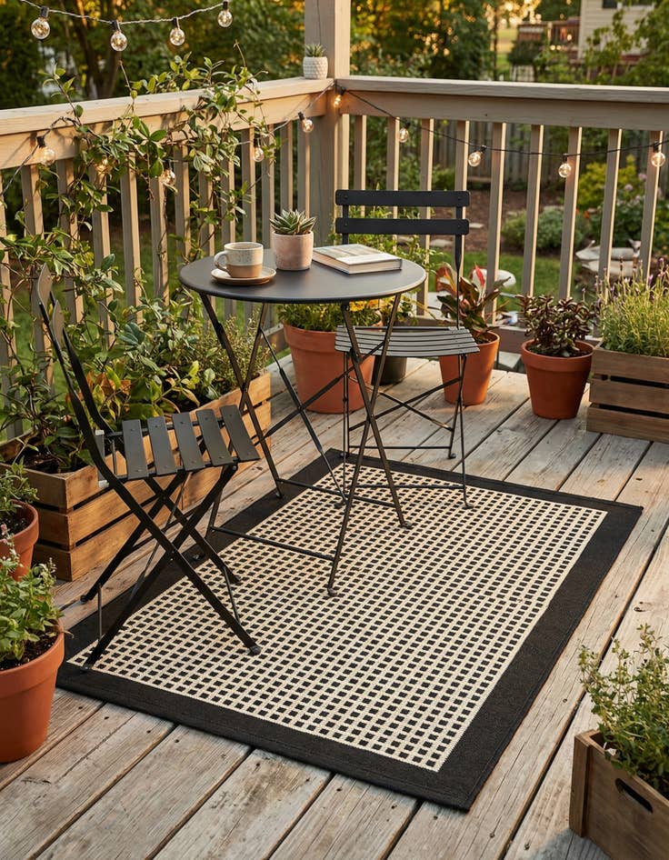 Detail image of 2' x 3'  Washable Border Indoor / Outdoor Rug