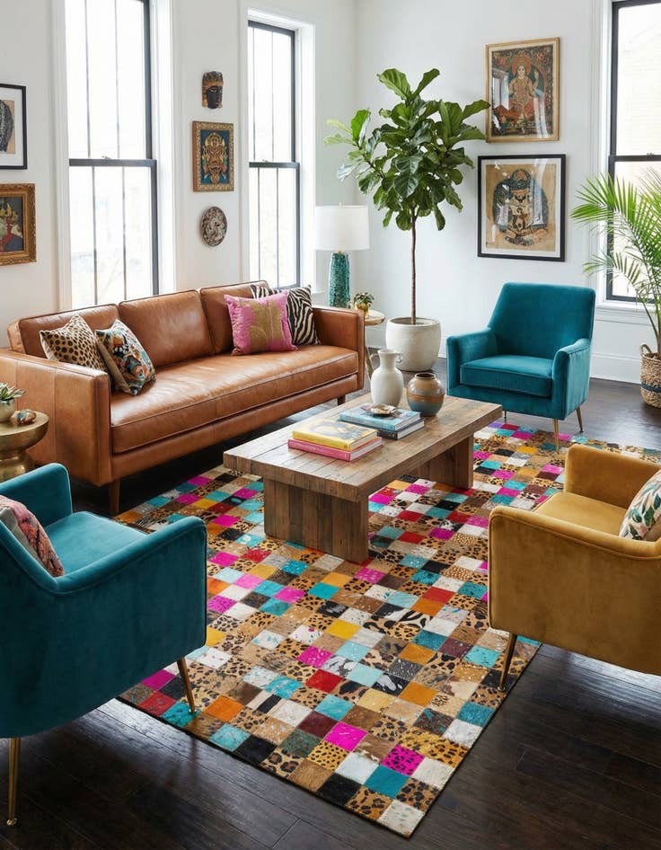 Detail image of 5' x 8' Cowhide Leather Rug