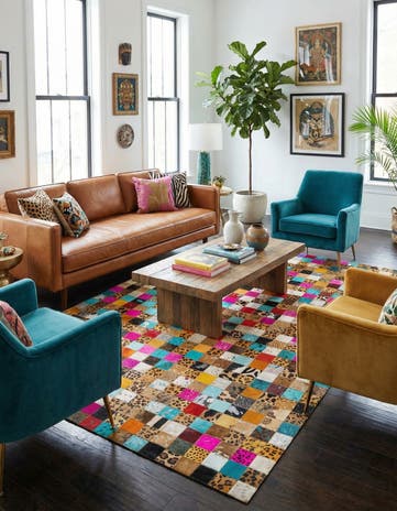 5' x 8' Cowhide Leather Rug