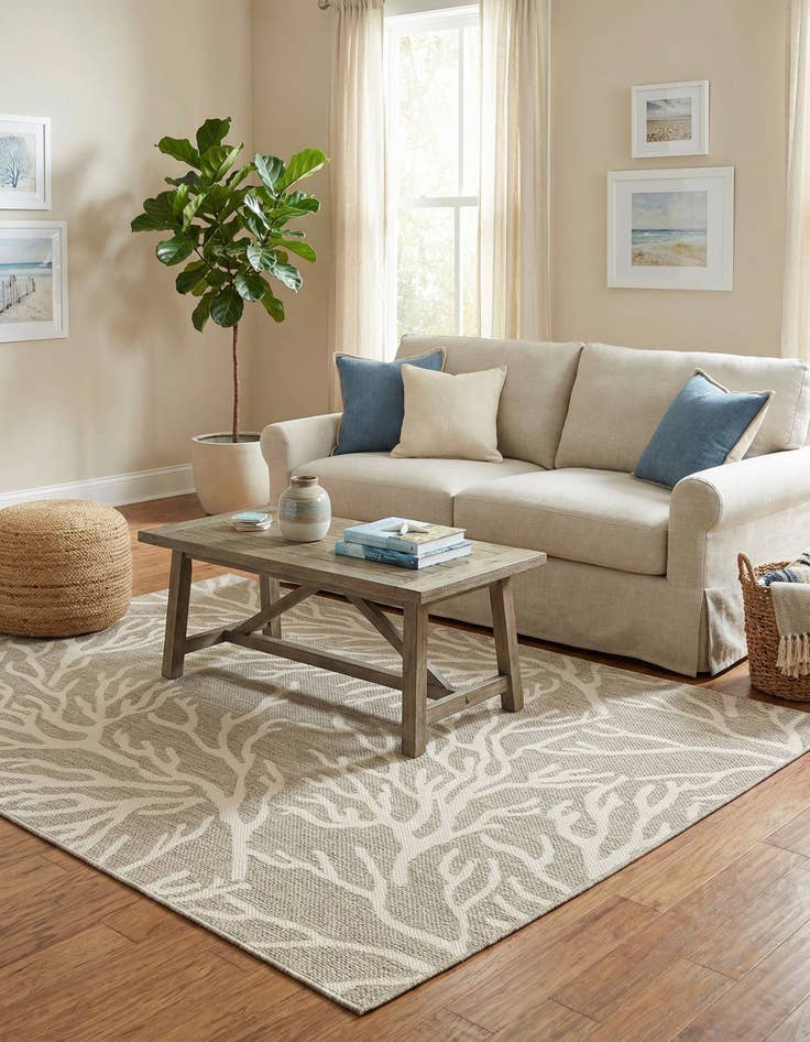 Detail image of  5' 3 x 8'  Washable Coastal Indoor / Outdoor Rug