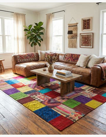 6' 7 x 10' Hand Woven Kilim Patchwork Wool Rug