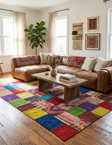 6' 7 x 10' Hand Woven Kilim Patchwork Wool Rug