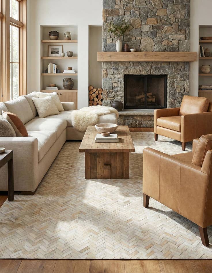 Detail image of 7' 10 x 9' 9 Cowhide - Patchwork Rug