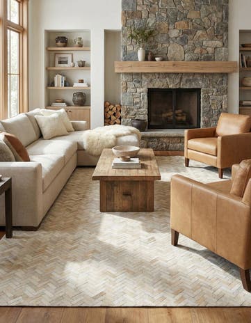 7' 10 x 9' 9 Cowhide - Patchwork Rug