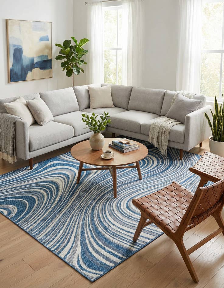 Detail image of 6' x 9'  Washable Modern Indoor / Outdoor Rug