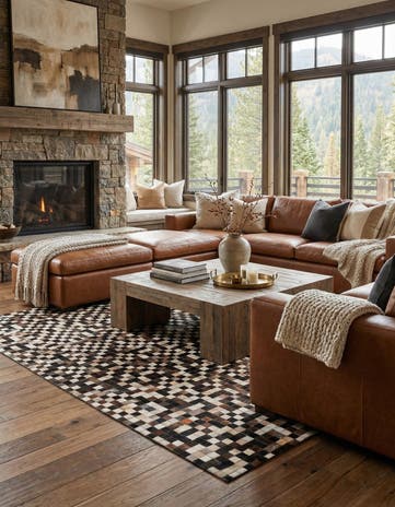 5' 1 x 8' Cowhide Leather Rug