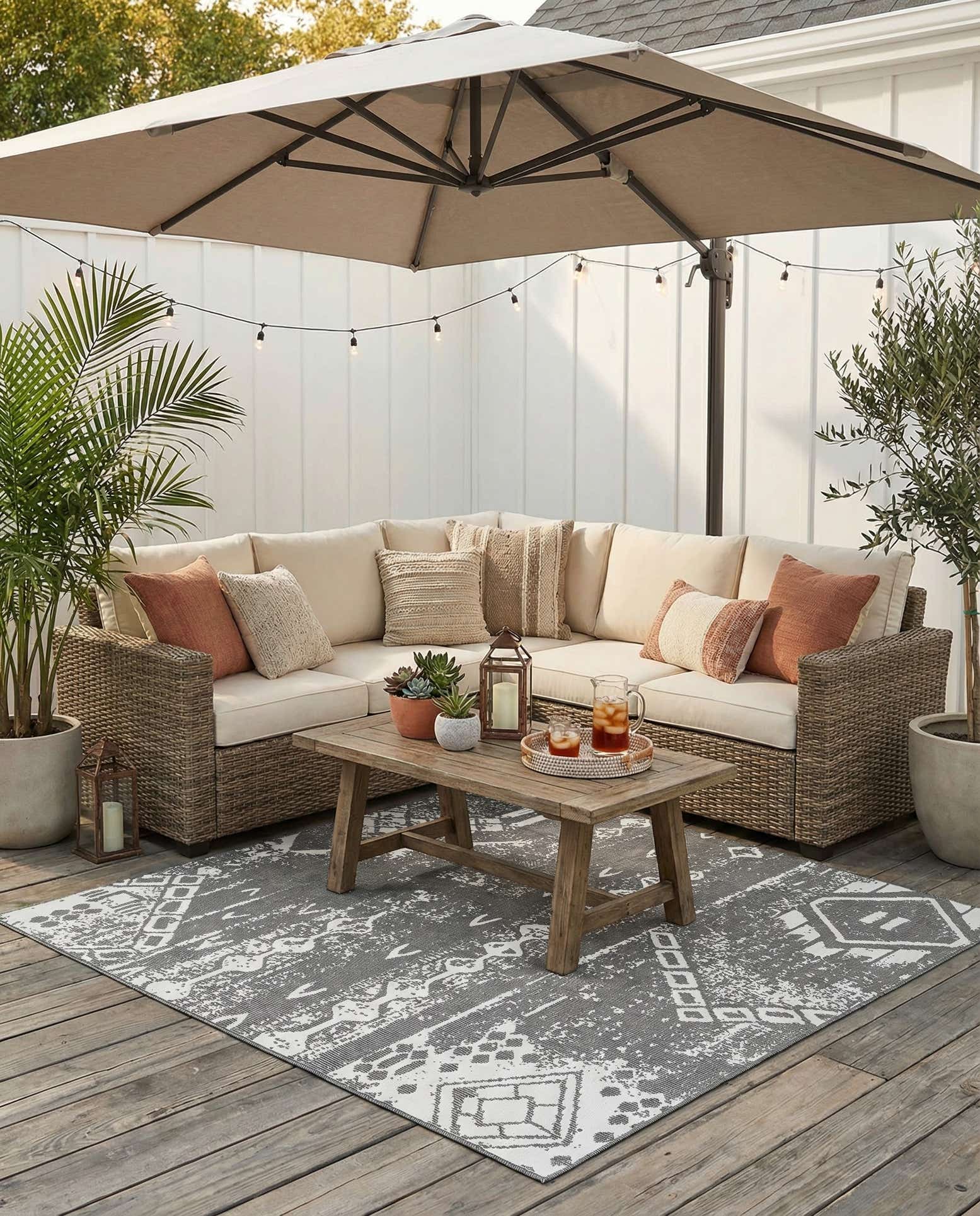10' 8 x 10' 8 Easy-Clean Bohemian Indoor / Outdoor Square Rug