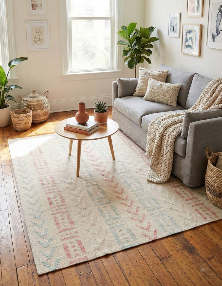 Detail image of 5' 2 x 5' 11  Hand Woven Kilim Modern Wool Square Rug