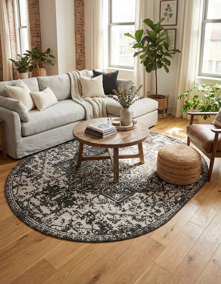 Detail image of 7' 10 x 10' Easy-Clean Jill Zarin Dubai Indoor / Outdoor Oval Rug