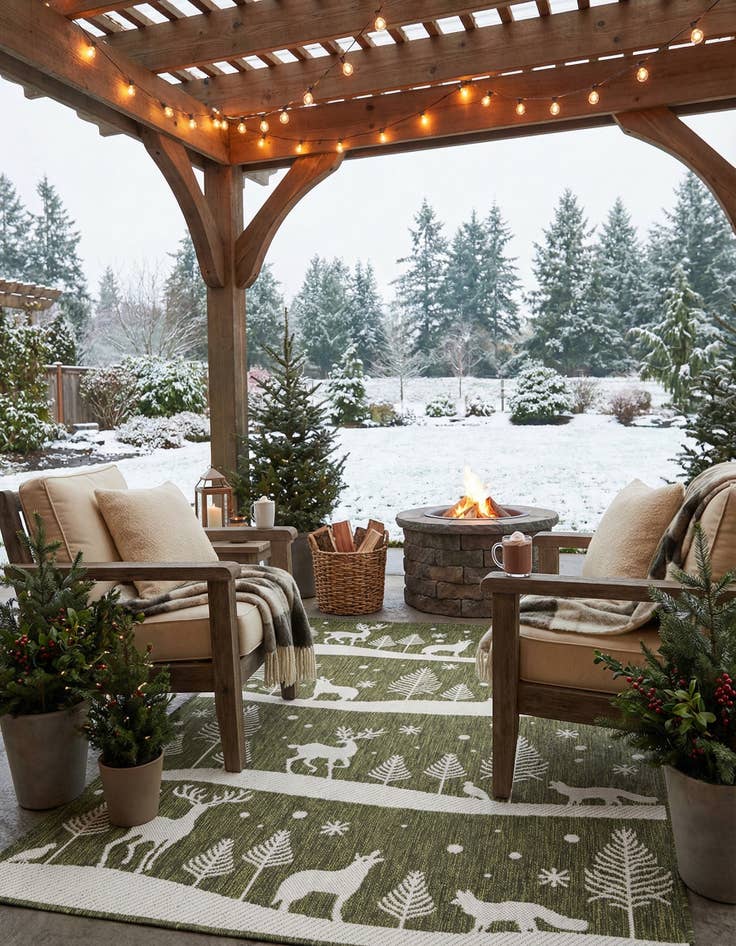 Detail image of 4' x 6'  Washable Holiday Indoor / Outdoor Rug