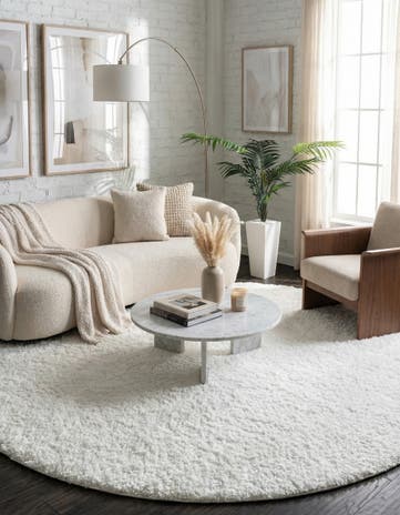 Snow White Everyday Shag Round Rug