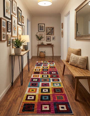 Washable Hyacinth Runner Rug