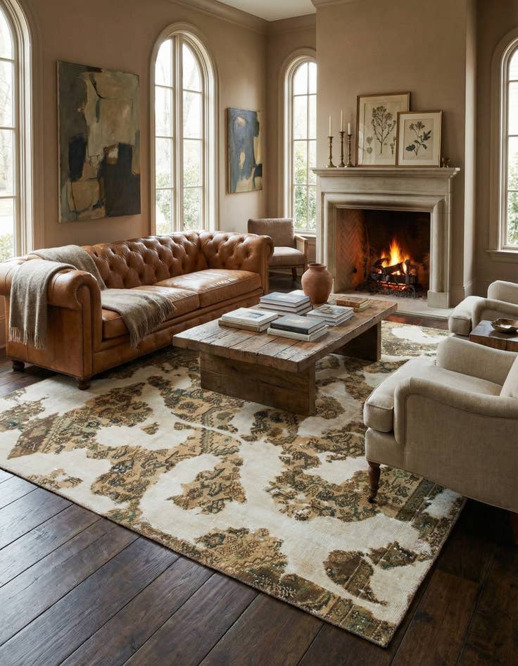 Detail image of  6' x 7' 2  Hand Knotted Ultra Vintage Persian Wool Square Rug