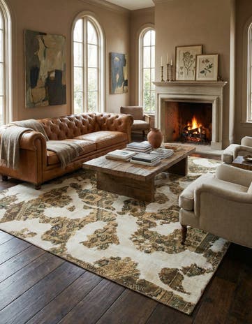 6' x 7' 2 Hand Knotted Ultra Vintage Persian Wool Square Rug