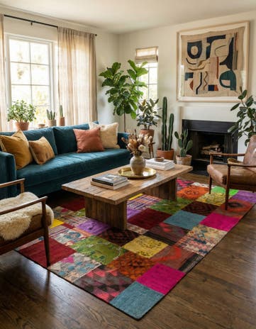 6' 7 x 9' 8 Hand Woven Kilim Patchwork Wool Rug