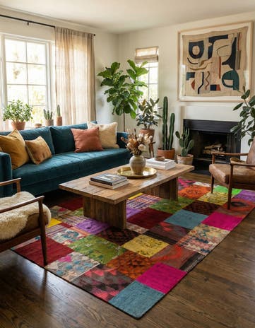 6' 7 x 9' 8 Hand Woven Kilim Patchwork Wool Rug