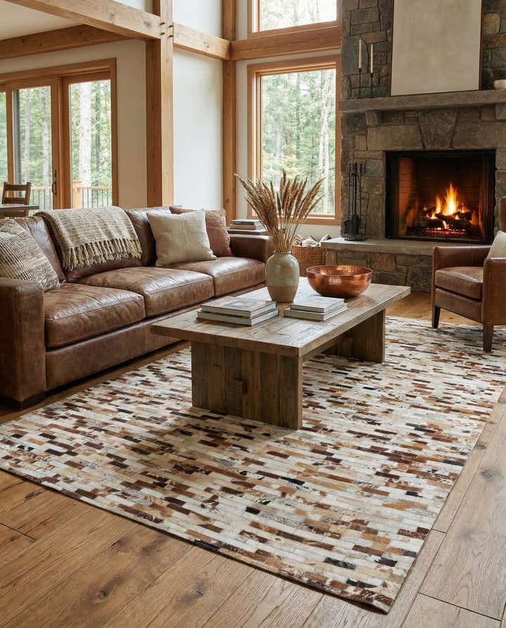 5' x 8' Cowhide Leather Rug