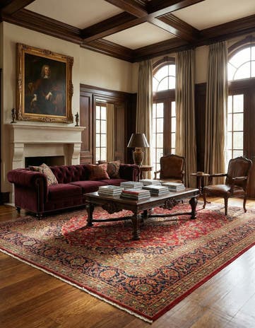 9' 9 x 12' 10 Hand Knotted Kashan Persian Rug