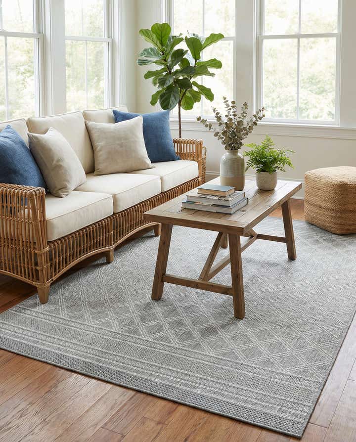5' 1 x 8' Easy-Clean Trellis Indoor / Outdoor Rug