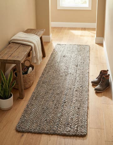 1' 2 x 4' 1 Hand Woven Braided Jute Table Runner Rug