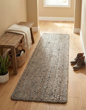 1' 2 x 4' 1 Hand Woven Braided Jute Table Runner Rug