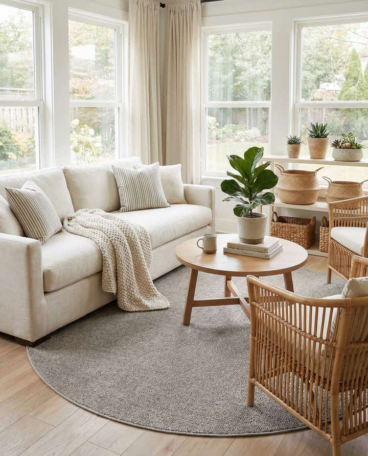 7' 10 x 7' 10 Easy-Clean Solid Indoor / Outdoor Round Rug