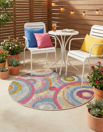 4' x 4' Easy-Clean Modern Indoor / Outdoor Round Rug
