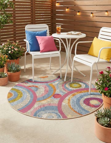 4' x 4' Easy-Clean Modern Indoor / Outdoor Round Rug