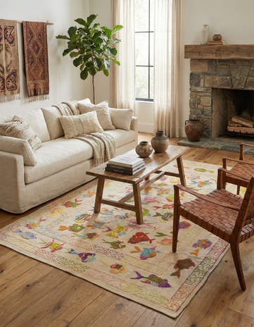 5' 6 x 7' 6 Hand Woven Kilim Suzani Wool Rug