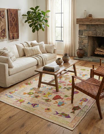5' 6 x 7' 6 Hand Woven Kilim Suzani Wool Rug